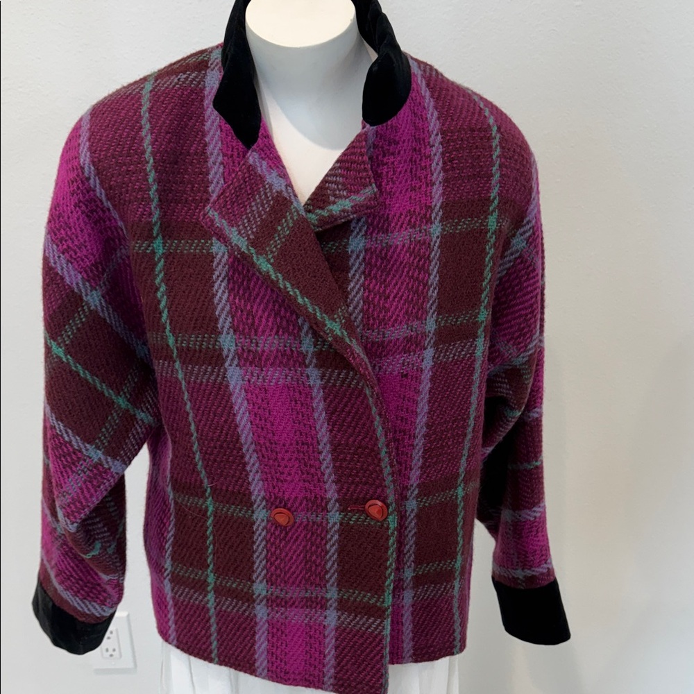 Vintage Vibrant Tweed/Knit Blazer Plaid Sz S/M